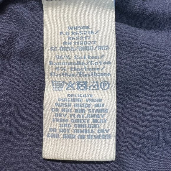 Boden Dress 12 Navy Blue Embroidered Scoop Neck Shirt Sleeve A-Line Knee Length - Picture 8 of 8